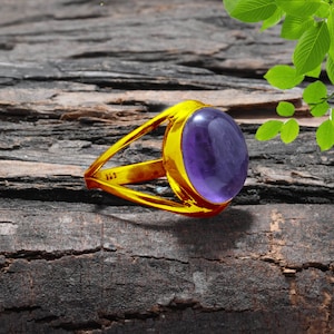 Handmade 18k Gold Plated Silver Amethyst Ring - All Sizes