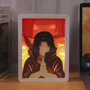 Marco de fotos de serie de anime, tallado en papel, luz recortada en papel, decoración de fiesta, luz nocturna, control remoto, caja de luz colorida