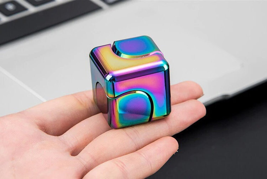Square Spinning Top Dice Cube Antianxiety Fingertip Toys Hand Fidget Spinner Etsy
