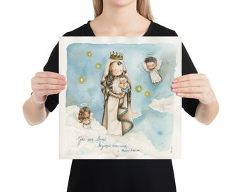 Mother Mary Nursery Decor - Fine Art Print for Baby's Room