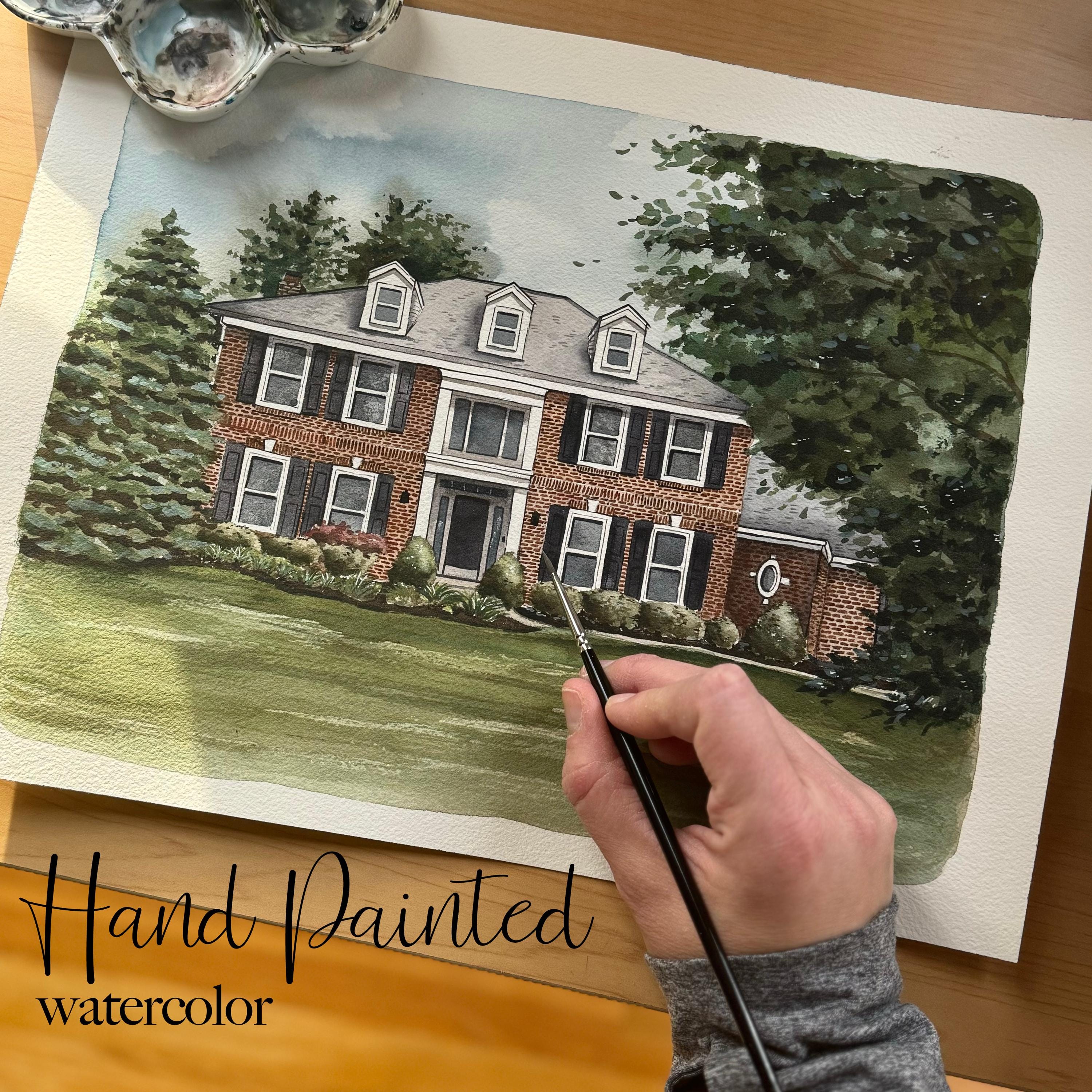 Custom House Portrait | painting l Watercolor | commission | First Home l Realtor Closing | gift | illustration | art | drawing | from photo