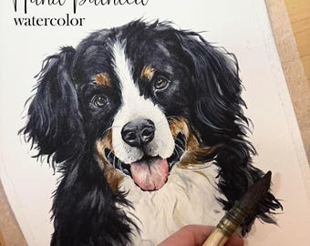 Custom pet portrait, dog, cat, painting, personalized, custom, gift, from photo, watercolor, digital, memorial, artist, realistic, drawing