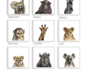 Safari Nursery painting, set, decor, art, animals, jungle, wall art, baby, kids, prints, theme, illustration poster artwork cute watercolor