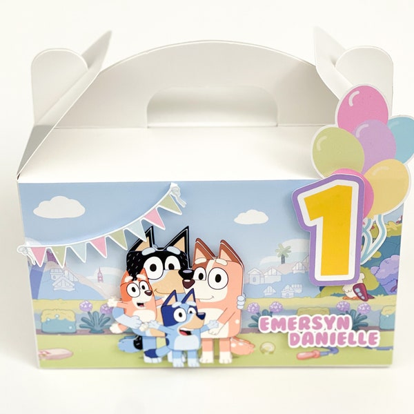 Bluey inspired favor box, gable box | cajita para regalos | cajita para dulces | Bluey and bingo