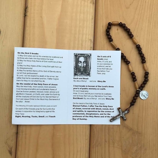 Holy Face Chaplet Rosary Beads and Prayer Pamphlet