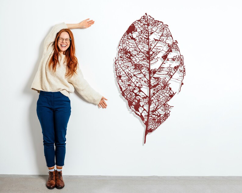 Large Metal Leaf Wall Art Metal Wall Decor Black Copper Etsy