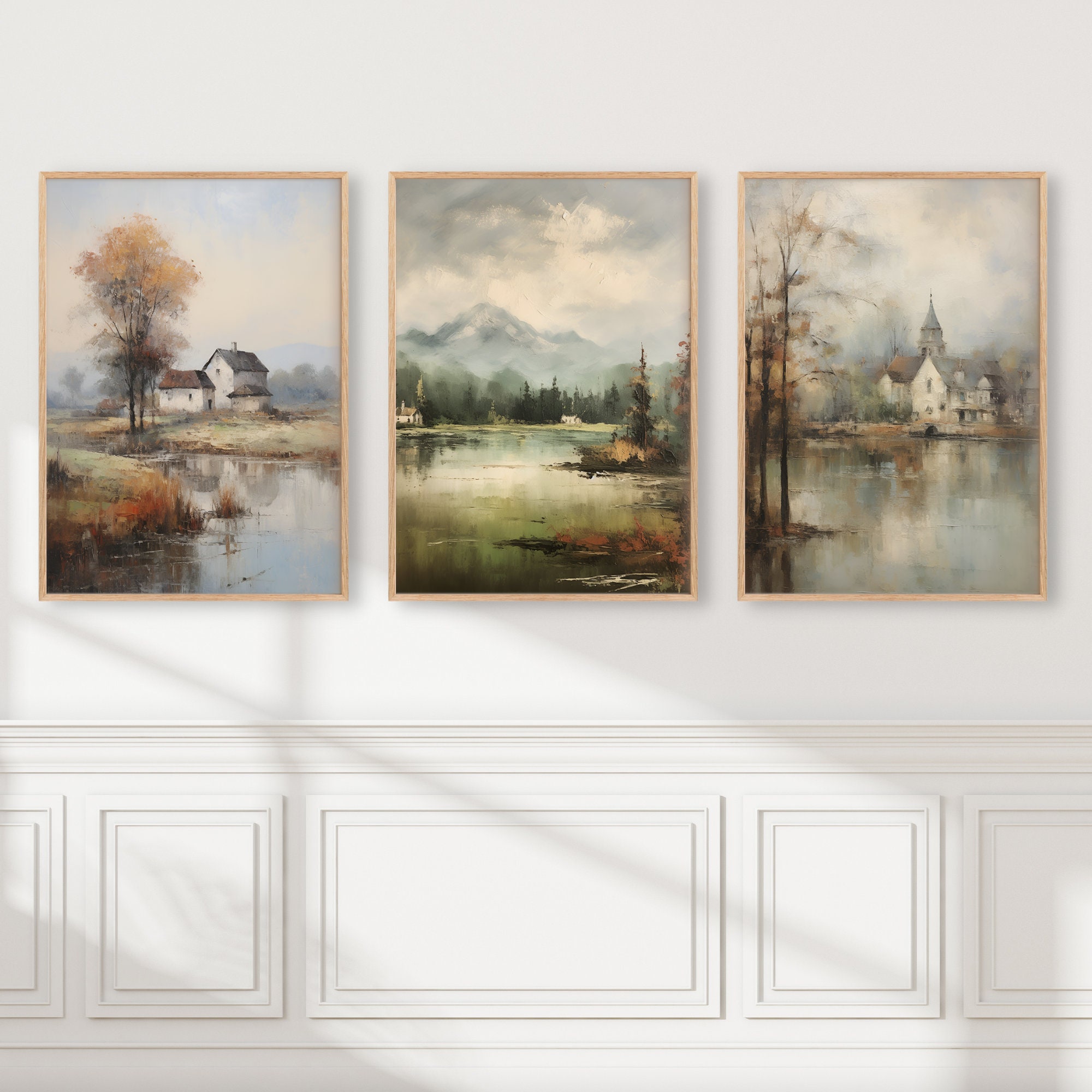 Vintage European Prints Set Rustic Gallery Wall Set Muted - Etsy