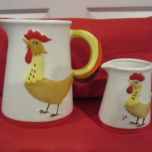 2 Vintage Holt Howard Ceramic Creamers Painted Rooster 1964 Japan
