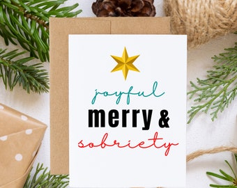 Joyful Merry Sobriety Card | Sober Milestone, Recovery Card