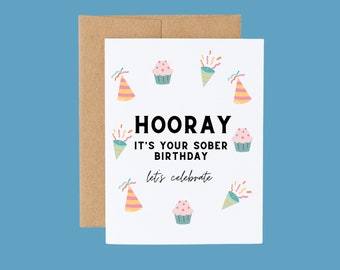 Sober Birthday Card | Sobriety Milestone, Recovery Gift