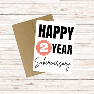 Joyeux 2 ans d'abstinence | Carte Sobriété| Carte de récupération| Jalon sobre
