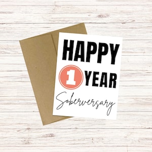 Joyeux 1 an d'abstinence | Carte Sobriété| Carte de récupération| Jalon sobre