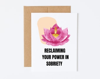 Sober Power Card, Sobriety Milestone, Recovery Gift