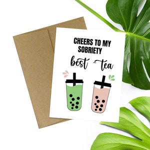 Prost auf meine Sobriety Best-Tea | Nüchternheit Karte | Genesungskarte| Nüchterner Freund