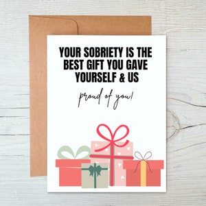 La sobriété est le meilleur cadeau | Carte Sobriété| Carte de récupération| Jalon sobre