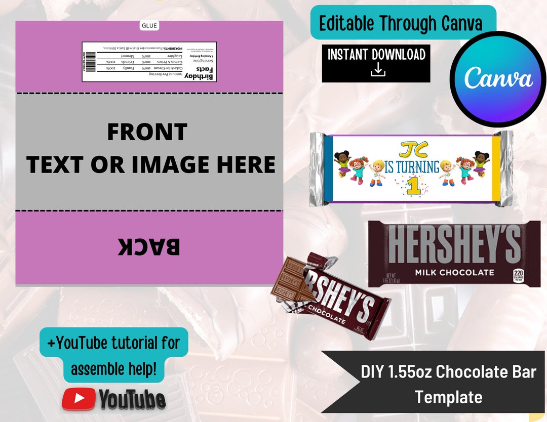 Hersheys Standard Chocolate DIY Wrappers custom DIY Designs Canva