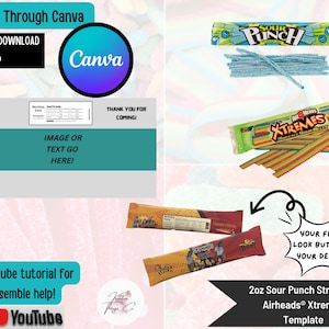 BLANK DIY 2oz Sour Punch Straw or AirHead Xtremes Candy Template | Canva Template | Your Design | Instant Download | Digital Download