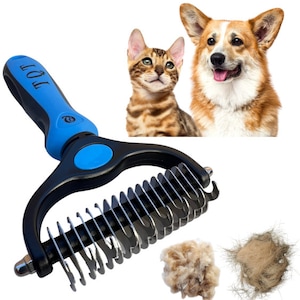 TQT Pet Grooming Brush - Double Sided Shedding, Dematting Undercoat Rake for Dogs, Dog Brush for Shedding, Cat Brush, Reduce Shedding 95%