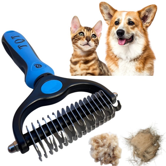 TQT Pet Grooming Brush Double Sided Shedding Dematting Undercoat Rake for Dogs Dog Brush for Shedding Cat Brush Reduce Shedding 95 Etsy