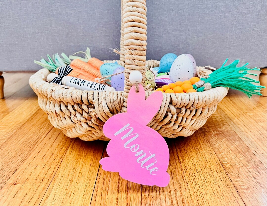 Easter Basket Name Tag Custom Name Tag Bunny Name Tag Etsy
