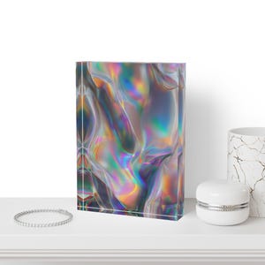 Holographic Acrylic Photo Block: Modern Desk & Wall Decor