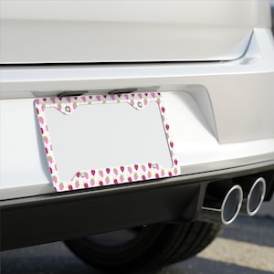 Cute Strawberry Pink License Plate Frame for Car, Vehicle Decoration, Novelty Gift, Custom Auto Accessory, Car Decor