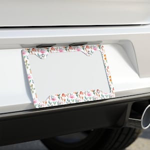Floral Wildflowers License Plate Frame: Botanical Cottagecore Car Decor