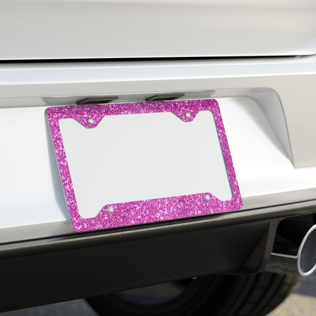 Pink License Frame Shiny Pink Metal License Plate Frame: Girly Car Bling Decor - Etsy
