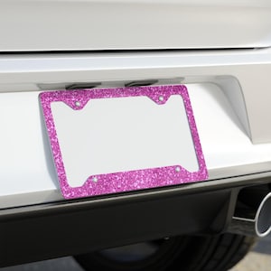 Shiny Pink Metal License Plate Frame: Girly Car Bling Decor