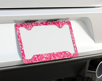 Pink License Frame Neon Pink and Silver Glitter Resin License Plate Frame Set of 2 - Etsy