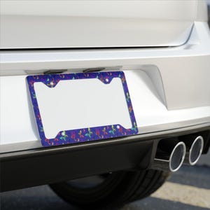 Purple Butterfly Metal License Plate Frame, Cute Car Accessory for Women, Nature Lover Gift, Aesthetic Butterfly Car Décor, Kawaii Plate