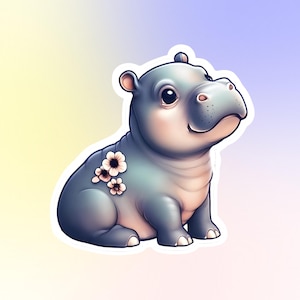 Niedliches Baby Nilpferd Digital Sticker - Hochwertige PNG zum Druck, DIY & digitalen Gebrauch