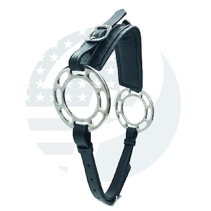 Hackamore Bitless Horse Bit English Western Adjustable Leather (BLACK)