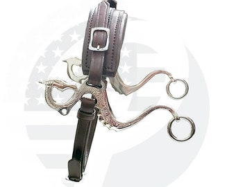 DRAGON Hackamore Bitless Horse Bit English Western Adjustable Leather (BROWN)