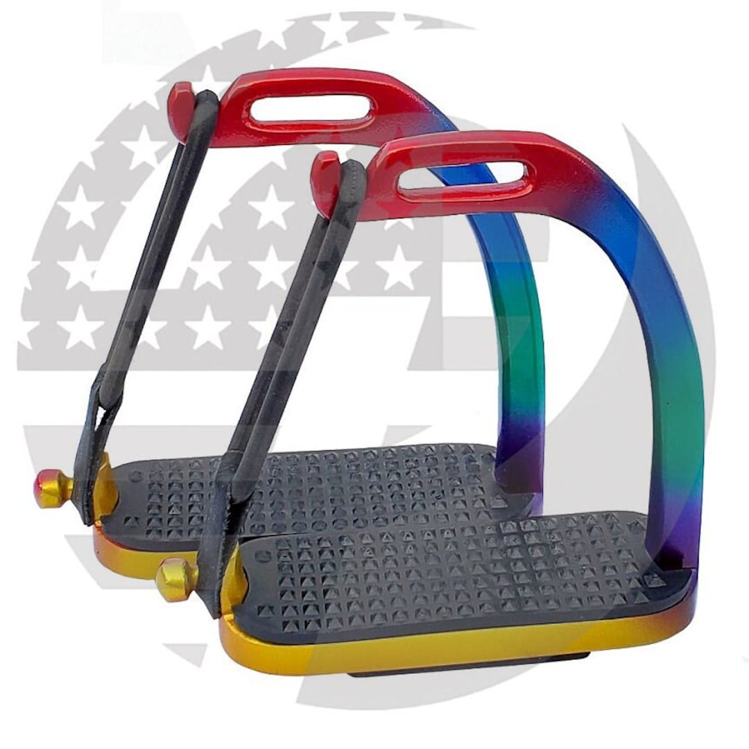 Rainbow 4.75 Peacock Horse Stirrups Multi Color Stirrups Equestrian