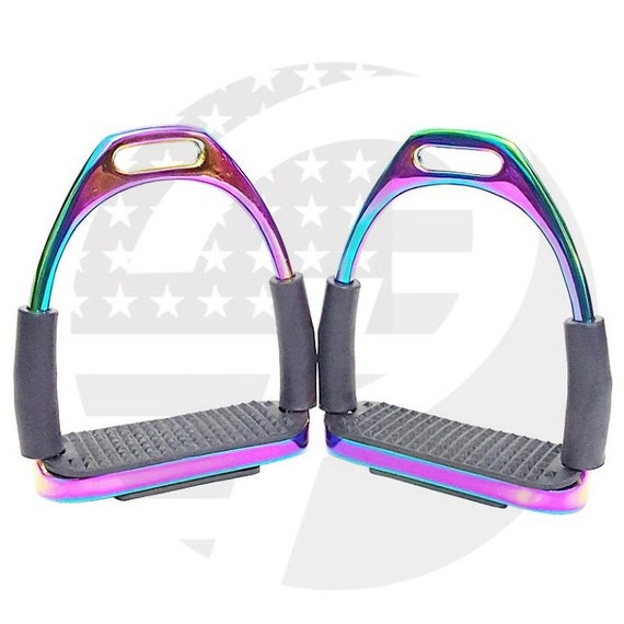 4"/4.50'/4.75"/5" Black Horse Flexible Safety Stirrups Riding Bendy