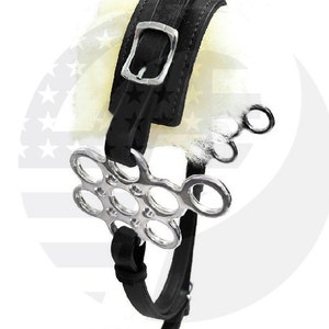 Hackamore Bitless Horse Bit English Western Black Leather with Genuine Fur