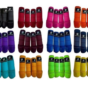 Horse Medicine Boots Horse Brushing Boots Horse Leg Wraps Protection Set of 2 and Set of 4,12 Colors Size Pony, Cob, Full, XL