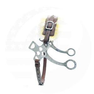 Hackamore Bitless Horse Bit English Western Brown Leather with Genuine Fur