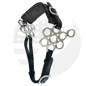 Hackamore Bitless Horse Bit English Western Adjustable Leather (BLACK)