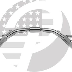 May include: A silver-colored metal horse bit featuring a central jointed mouthpiece, two side rings, and two downward-extending shanks with rounded ball-shaped ends. The hardware is polished and smooth, showing a curved design for the mouthpiece.