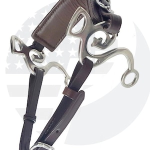 Hackamore Bitless Horse Bit English Western Adjustable Leather (BROWN)