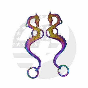 DRAGON Rainbow Multi color Hackamore Cheeks Bitless Horse Bit horse shank bit English Western Stainless Steel