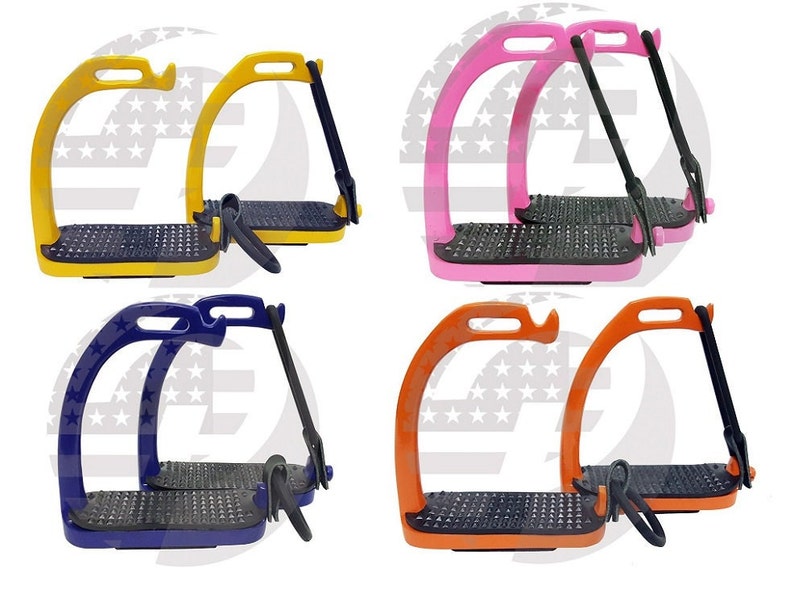 PEACOCK SAFETY IRONS FILLIS HORSE RIDING EQUESTRIAN STEEL STIRRUPS BLACK TREADS (5.0