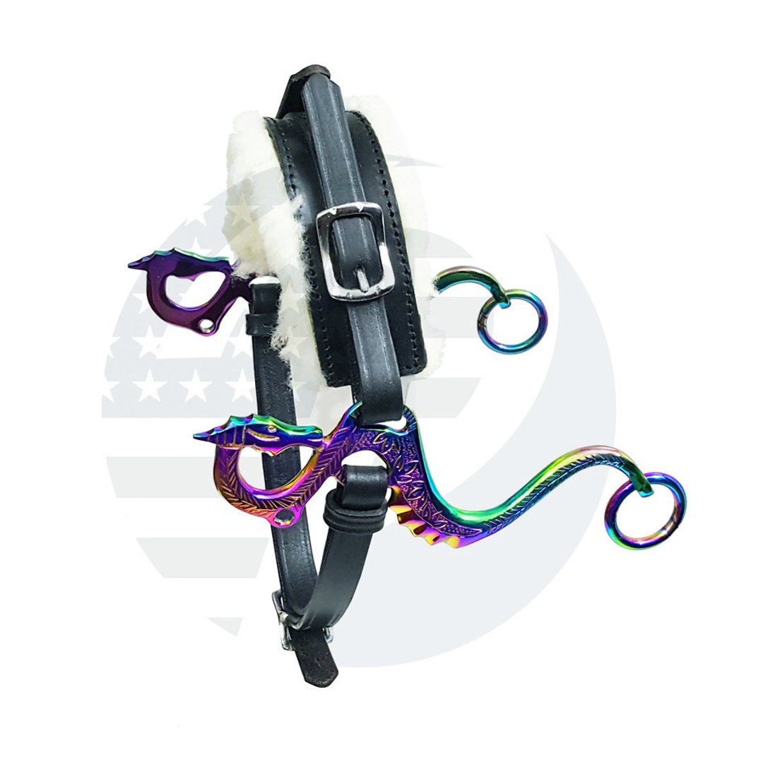 Hackamore Rainbow Senza Morso Per Cavalli – PRO IRON GEAR – Pelle Regolabile – Nero
