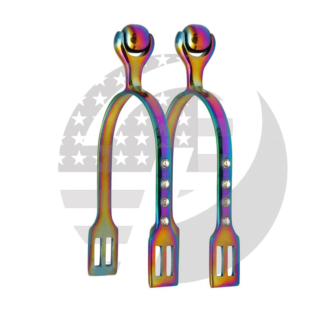 Rainbow Multi Color Horse Spurs Horse Riding Spurs Light Weight Roller