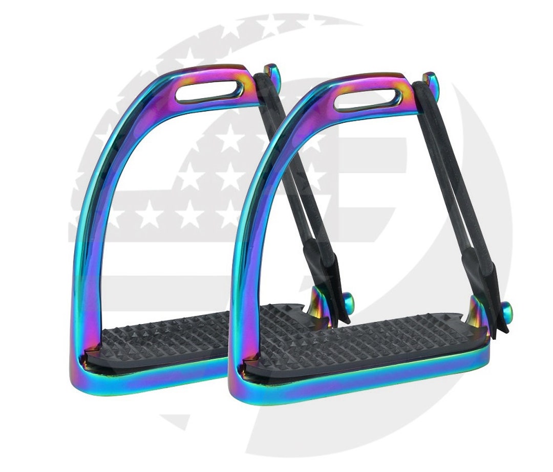 Rainbow 4.75 5 Peacock Horse Stirrups Multi Color Etsy