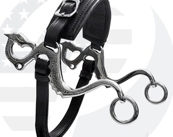 Hackamore Sin Bocado Para Caballo | Inglés/Western, Cuero Ajustable, Color Negro