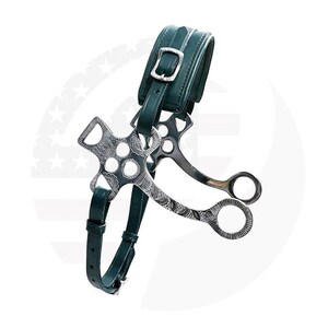 Hackamore Bitless Horse Bit English Western Adjustable Leather (BLACK)