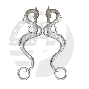 DRAGON Hackamore Cheeks Bitless Horse Bit horse shank bit Silver (Polish) English Western Stainless Steel